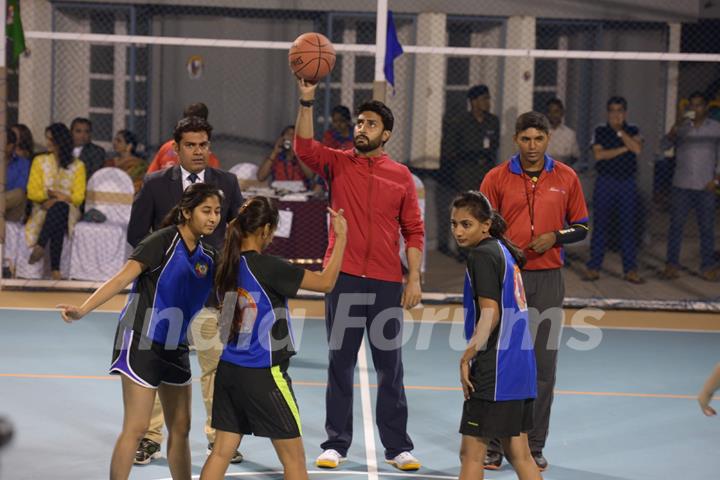 Abhishek Bachchan was snapped playing at Jamnabai Narsee School's World-class Multisport Court