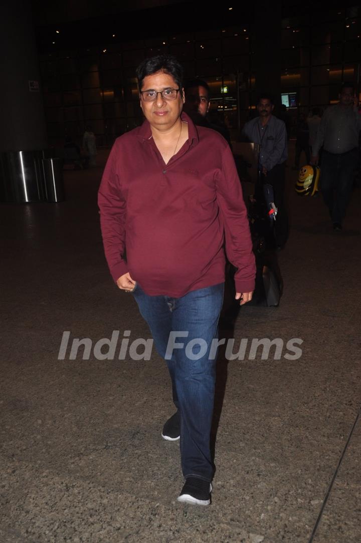 Vashu Bhagnani poses for the media at Airport