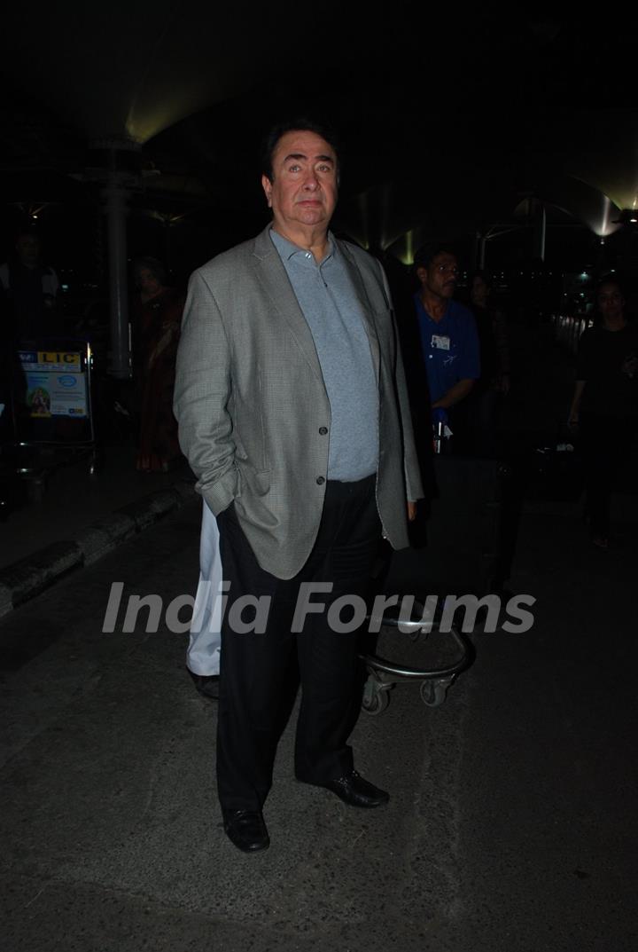 Randhir Kapoor poses for the media at Airport