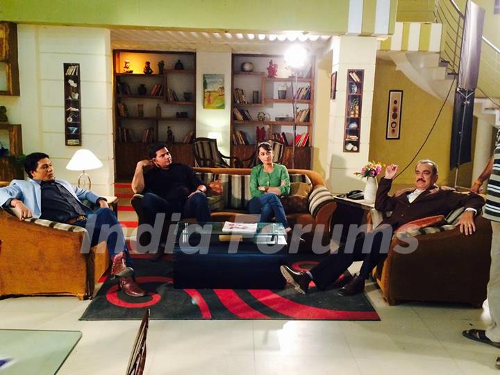 Aditya Srivastava, Dayanand shetty, Ansha Sayed and Shivaji Satam during the shoot of CID+ Adaalat