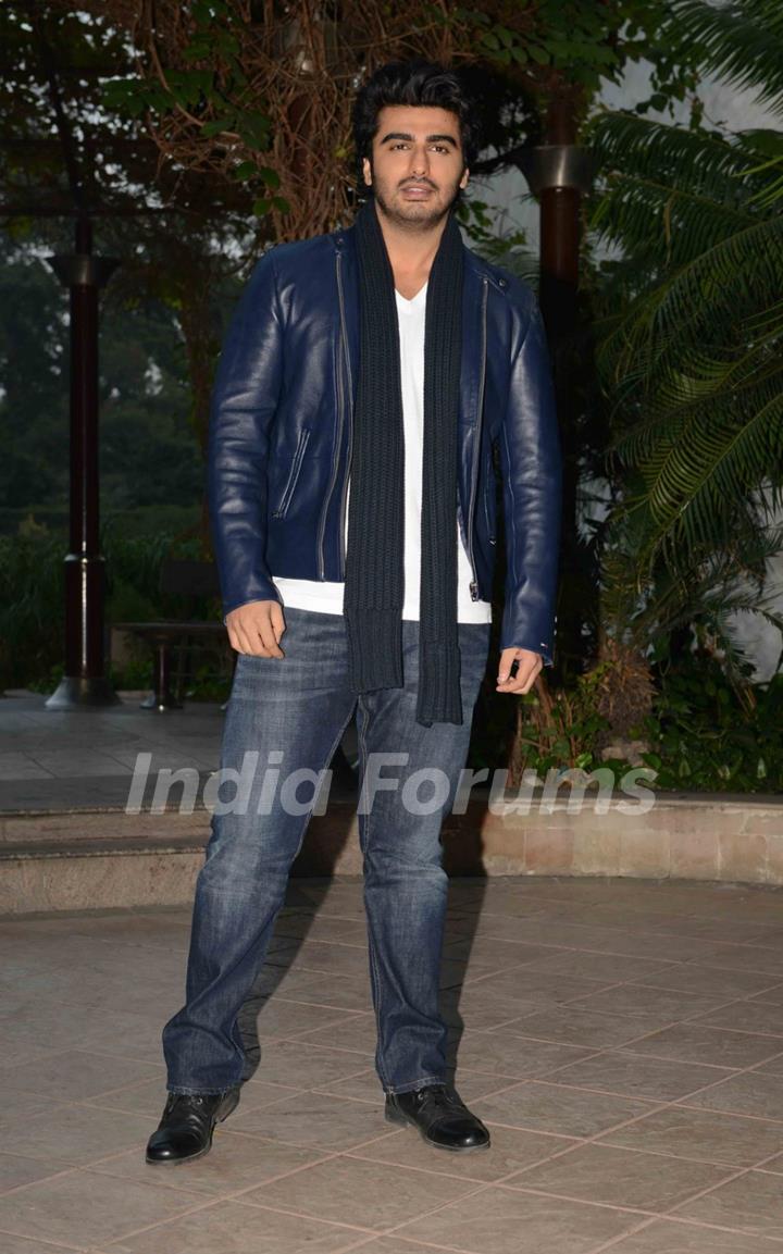 Arjun Kapoor poses for the media at the Promotions of Tevar in Delhi