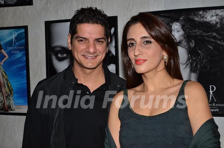 Farah Khan Ali and DJ Aqeel pose for the media at Dabboo Ratnani's Calendar Launch