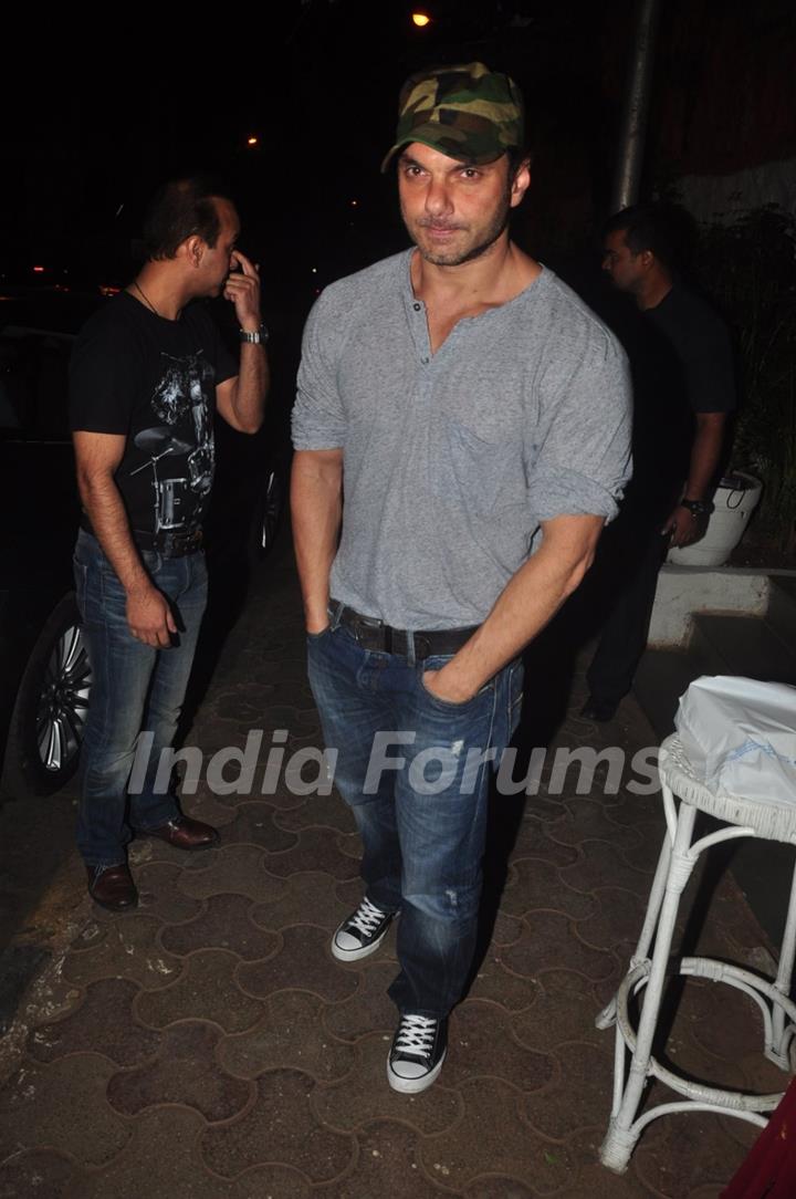 Sohail Khan poses for the media Outside Olive