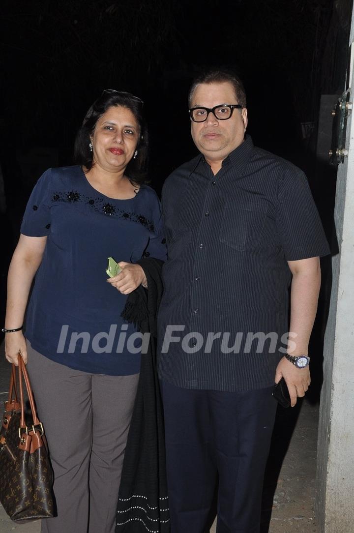 Ramesh Taurani poses with wife at the Special Screening of Tevar