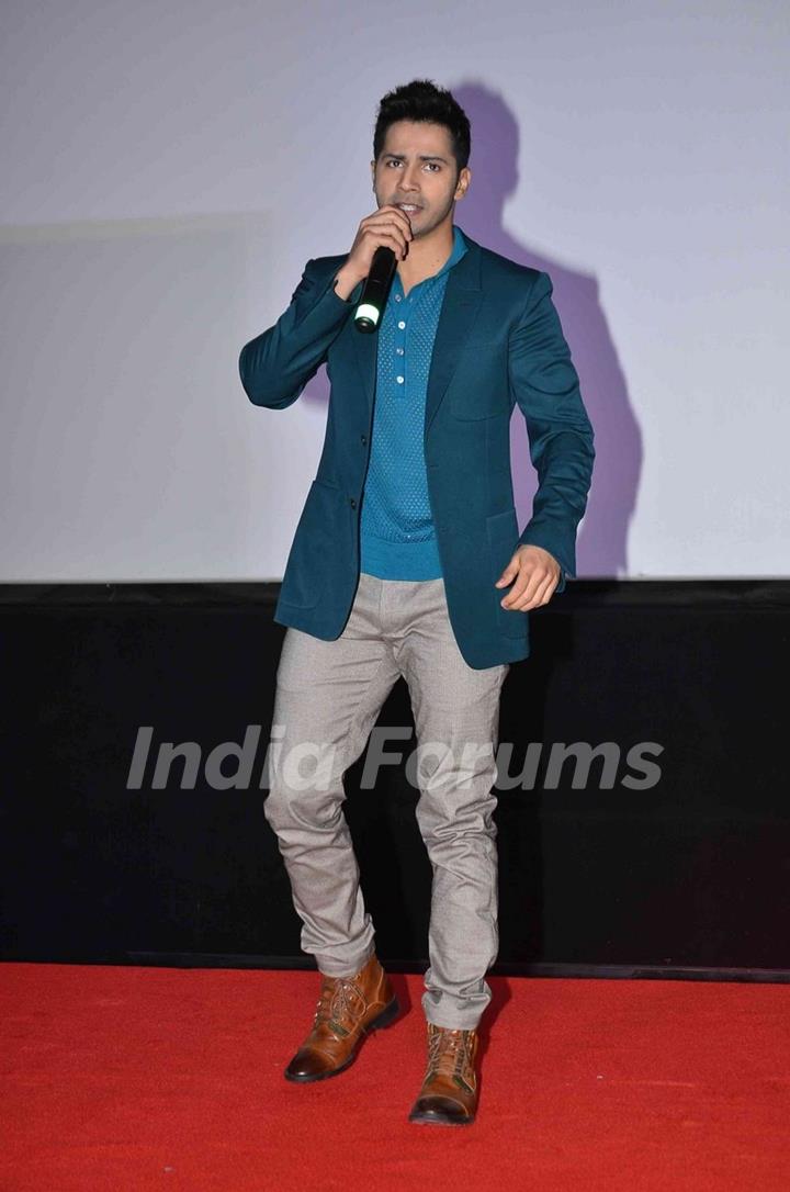 Varun Dhawan interacts with the audience at the Song Launch of Badlapur