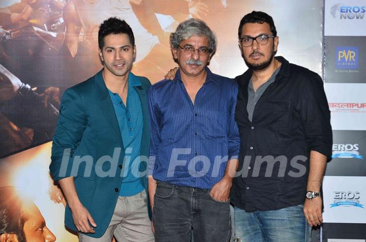 Celebs pose for the media at the Song Launch of Badlapur