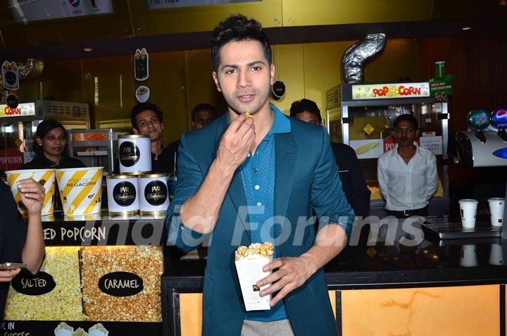 Varun Dhawan was snapped enjoying popcorn at the Song Launch of Badlapur