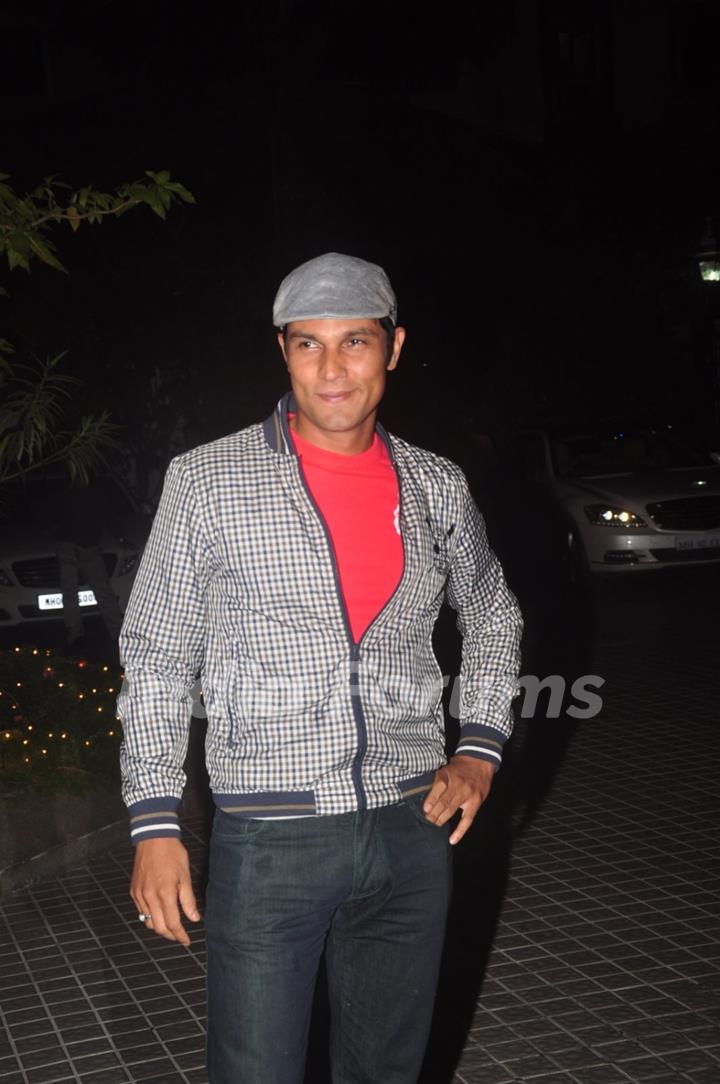 Randeep Hooda poses for the media at Farah Khan's Birthday Bash