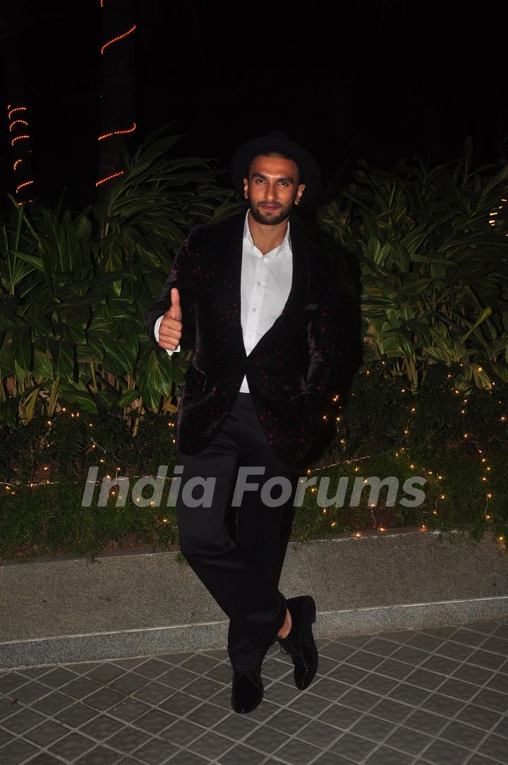 Ranveer Singh poses for the media at Farah Khan's Birthday Bash