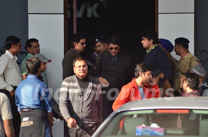 Hrithik Roshan and Shiamak Davar were snapped Arriving from Saifai Mahotsav Fest