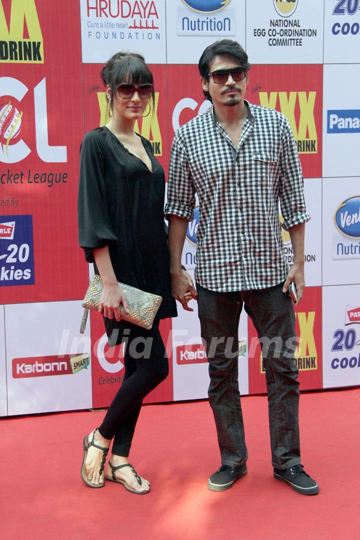 Shawar Ali with a friend at the CCL Match Between Mumbai Heroes and Veer Maratha