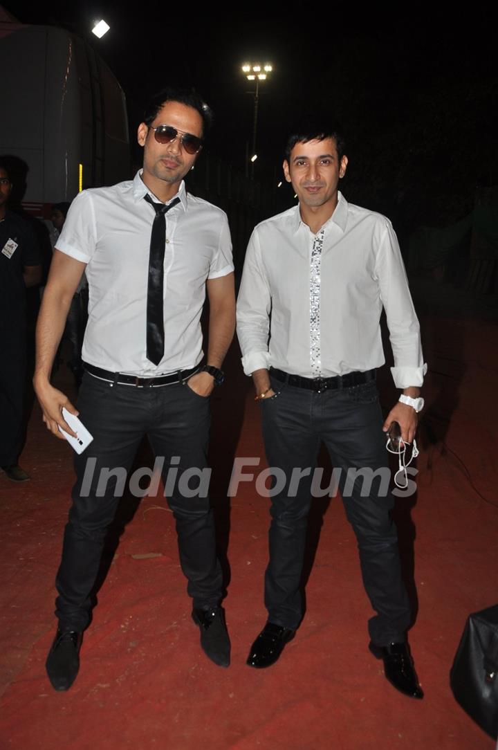 Harmeet Singh and Manmeet Singh pose for the media at Umang Police Show