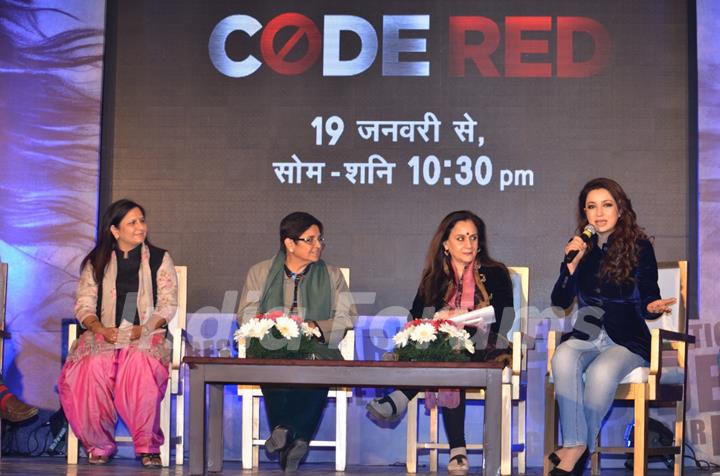 Tisca Chopra interacts with the audience during the Code Red Panel Discussion