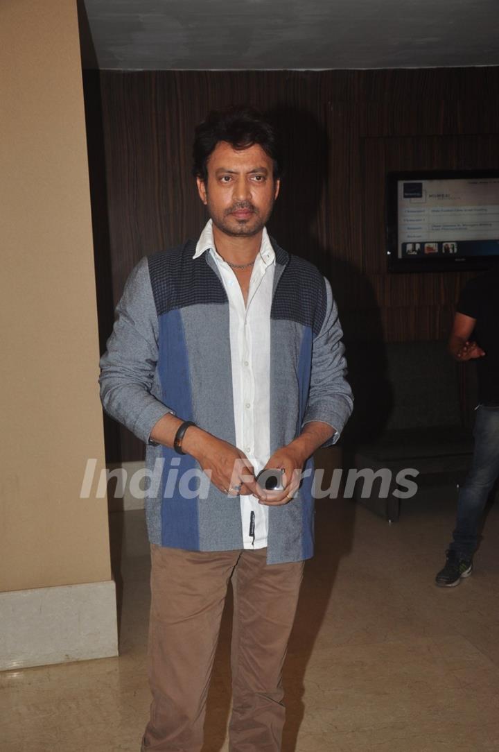 Irrfan Khan poses for the media at Jazbaa Script Reading Session