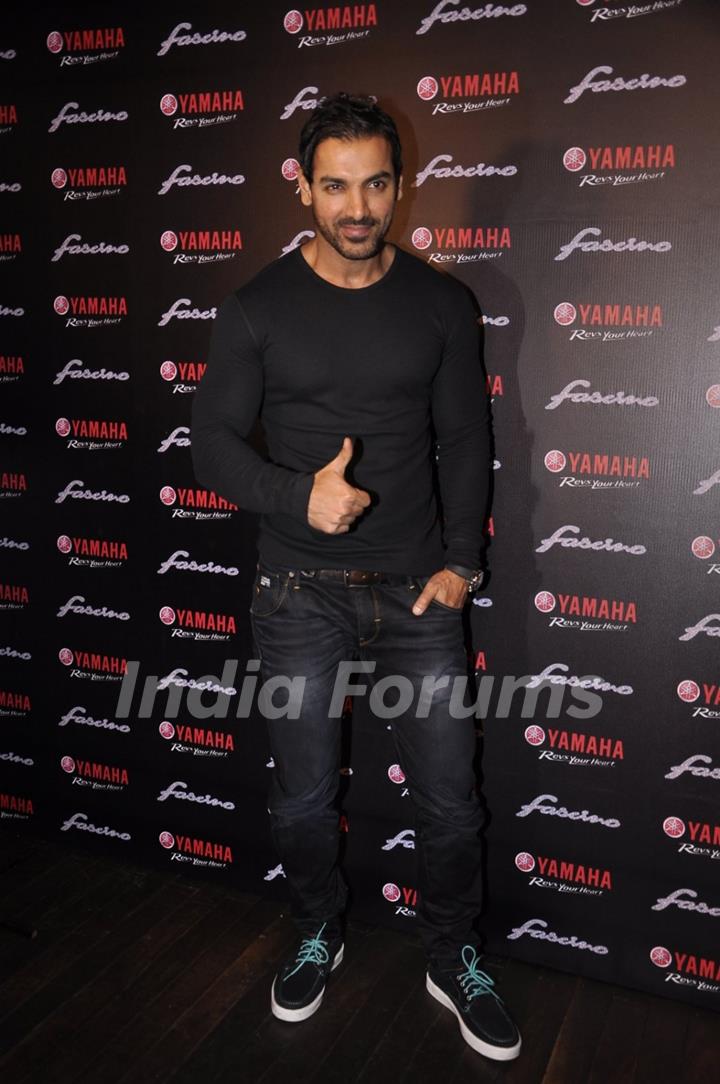 John Abraham poses for the media at the Launch of Yamaha Fascino Calendar