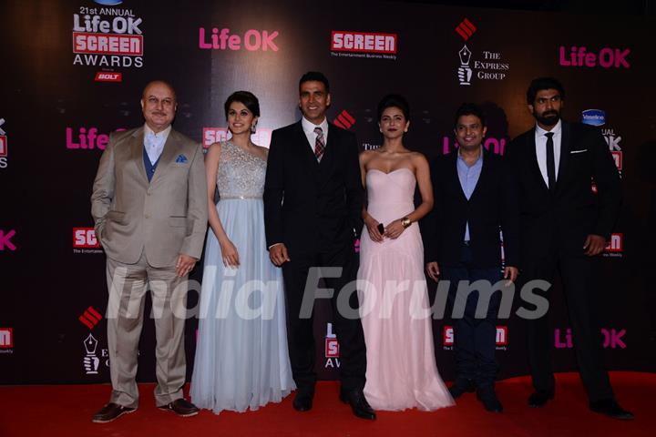 Team of BABY poses for the media at 21st Annual Life OK Screen Awards Red Carpet