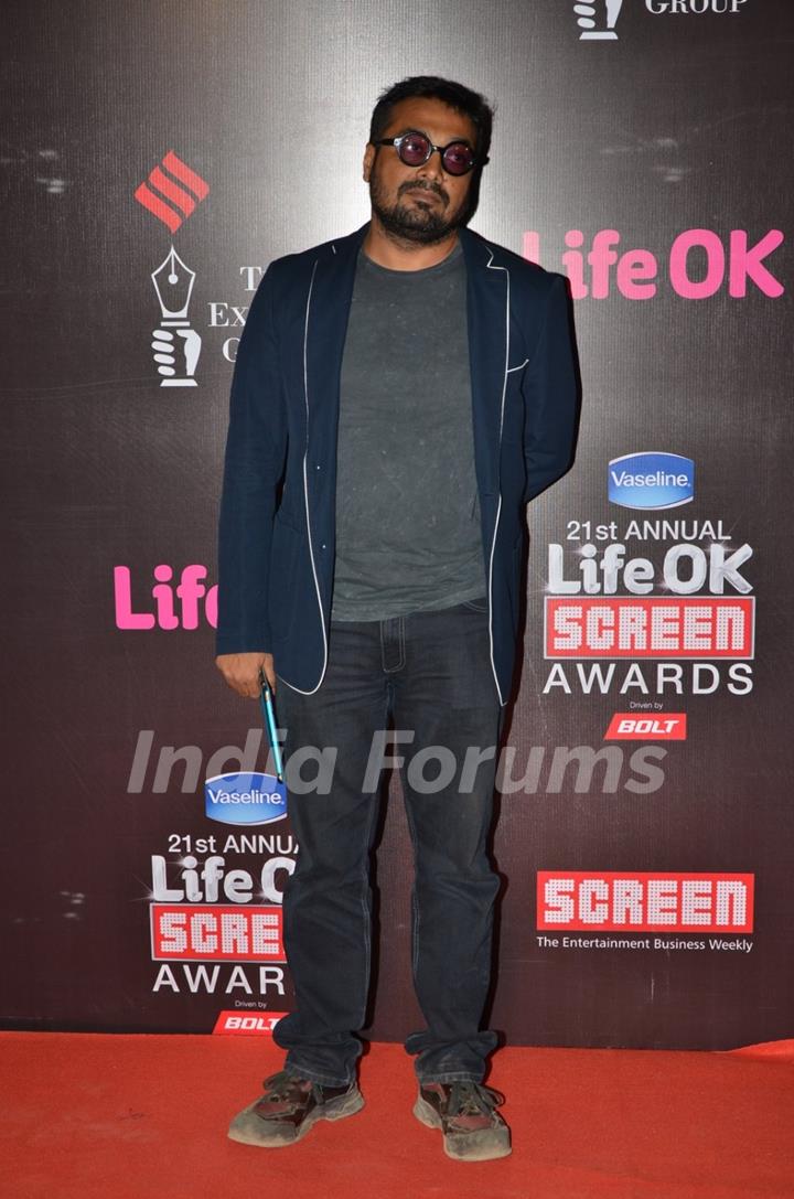 Anurag Kashyap poses for the media at 21st Annual Life OK Screen Awards Red Carpet