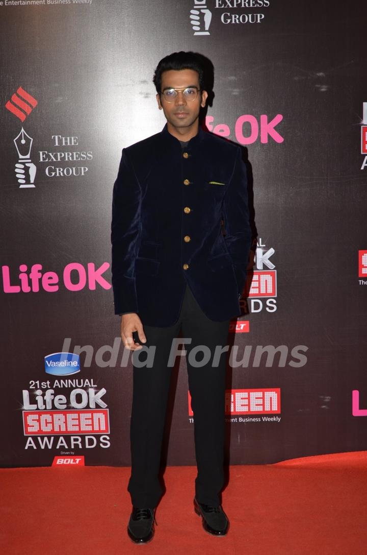 Rajkummar Rao poses for the media at 21st Annual Life OK Screen Awards Red Carpet