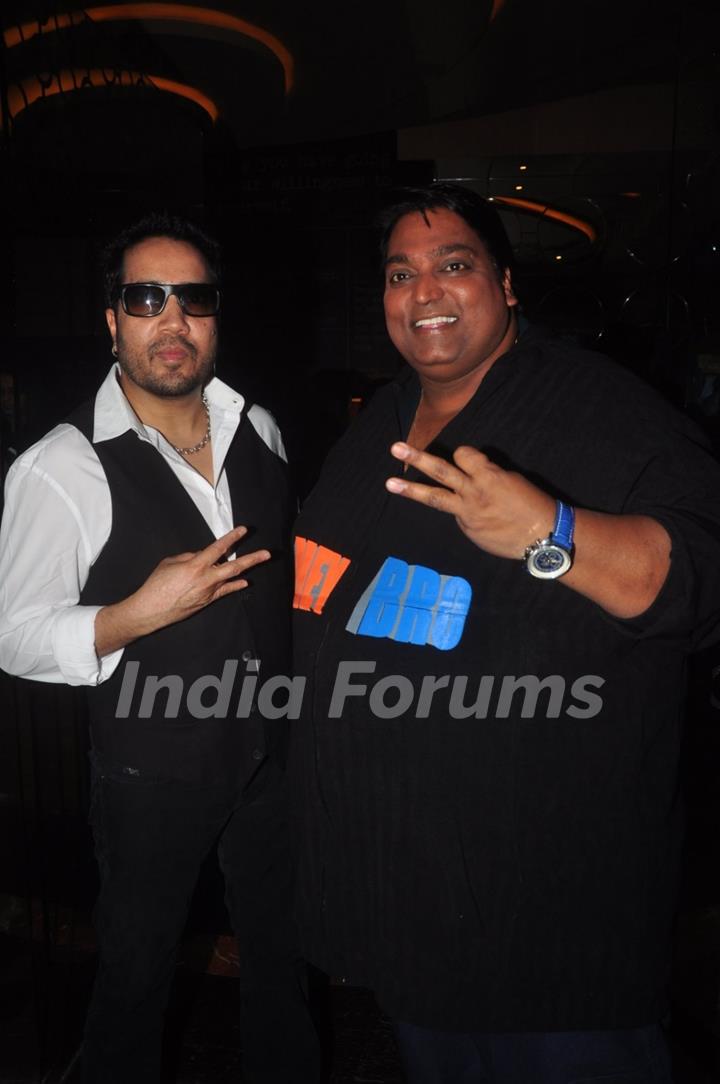 Ganesh Acharya poses with Mika Singh at the Launch of the Movie Hey Bro