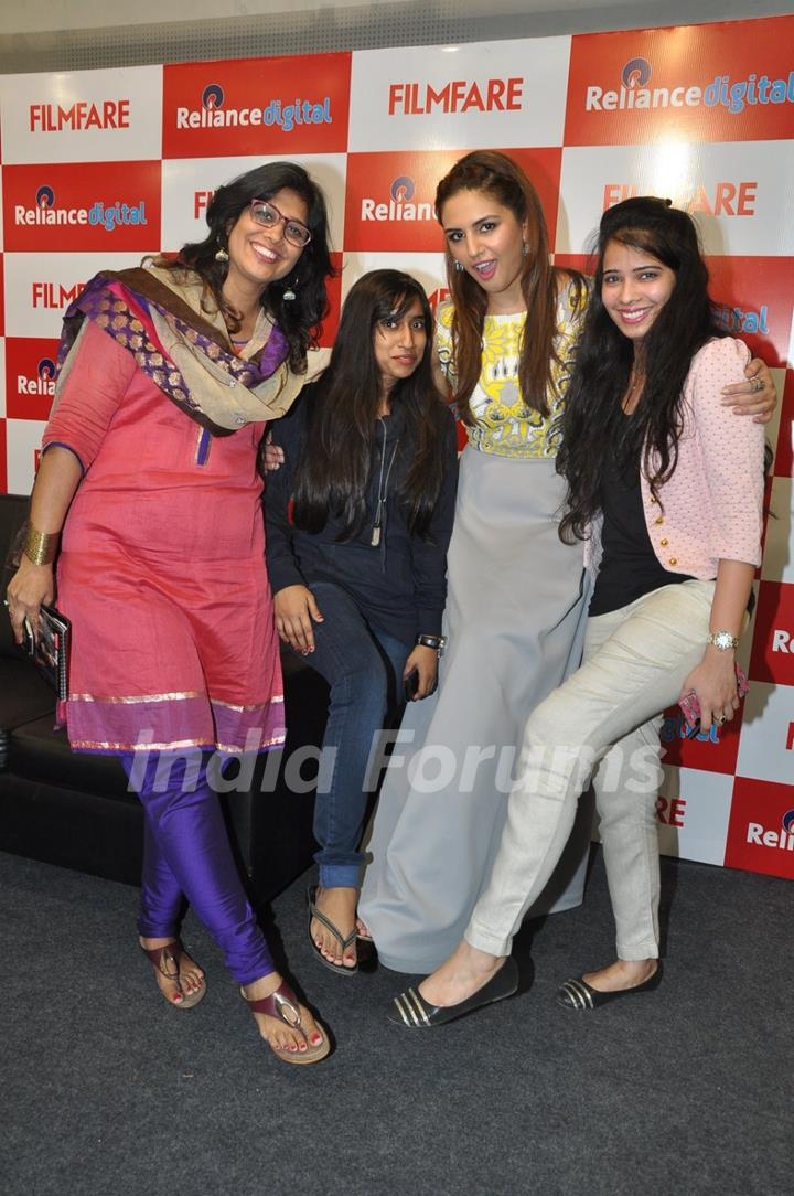 Huma Qureshi with the filmfare team at the Launch of Filmfare Calendar