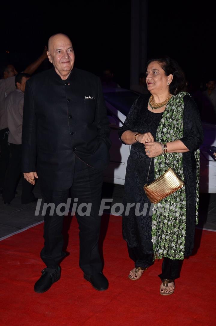 Prem Chopra with his wife at Kush Sinha's Wedding Reception
