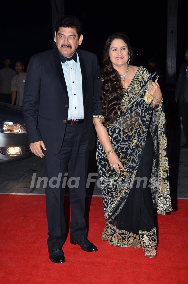 Pankaj Dheer with his wife were seen at Kush Sinha's Wedding Reception