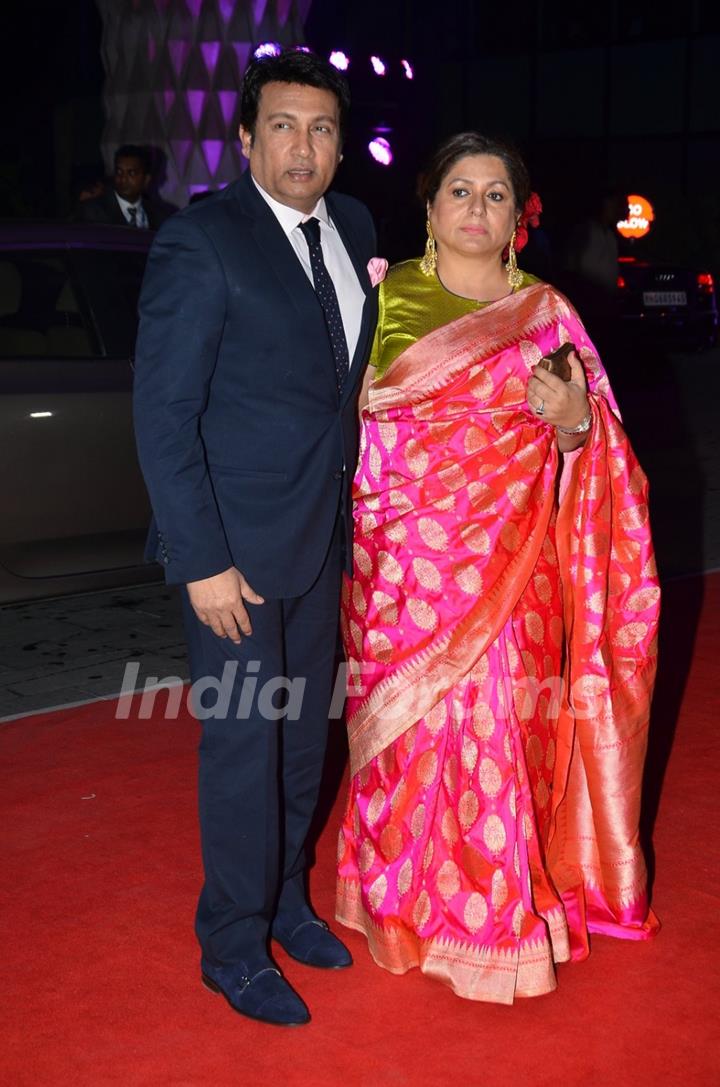 Shekhar Suman with his wife at Kush Sinha's Wedding Reception