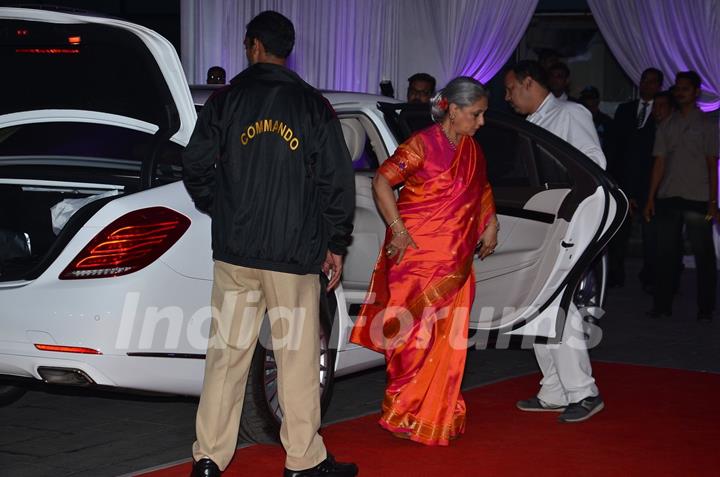 Jaya Bachchan was snapped at Kush Sinha's Wedding Reception