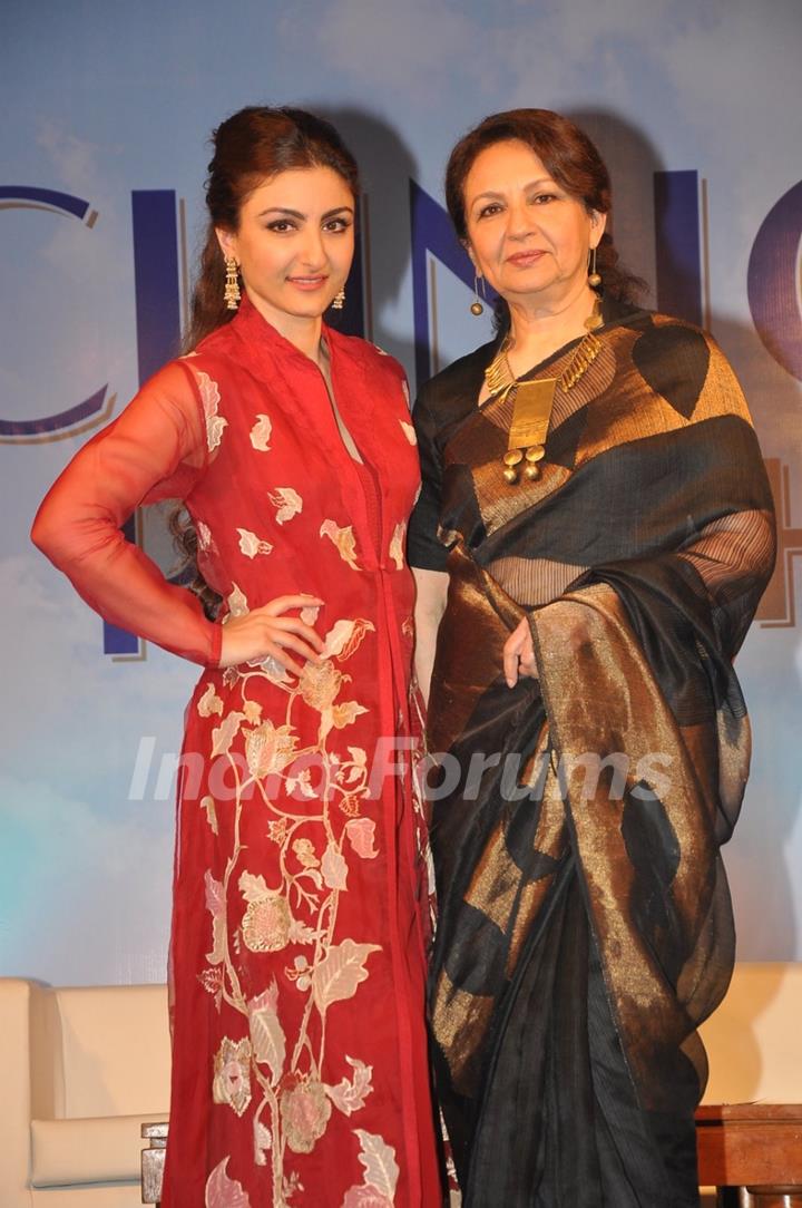 Soha Ali Khan and Sharmila Tagore pose for the media at the Clinic Plus Scholarship Event