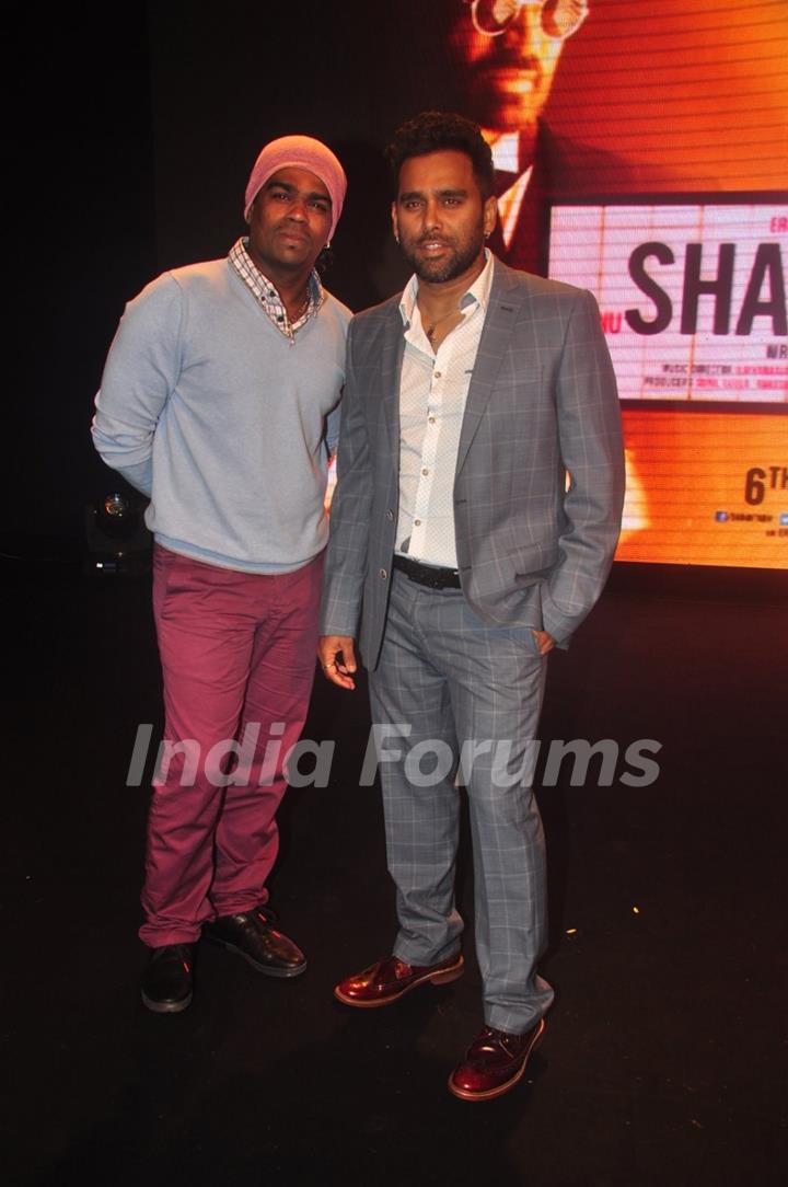 Bosco Martis and Caesar Gonsalves pose for the media at the Music Launch of Shamitabh