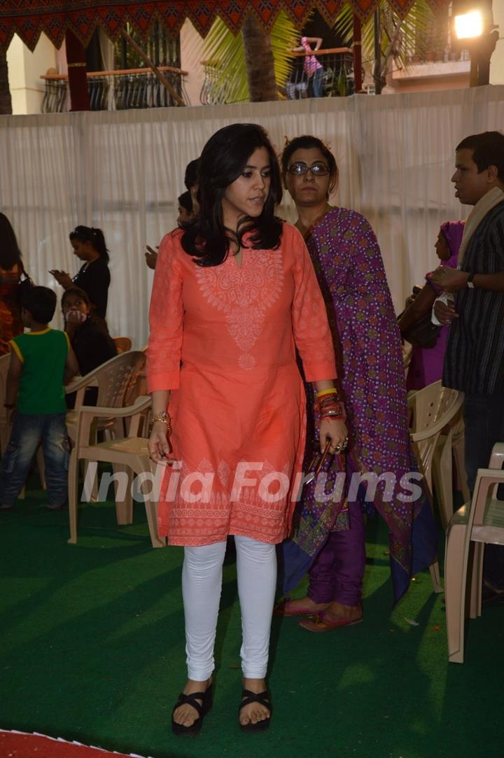 Ekta Kapoor at Anurag Basu's Saraswati Pooja