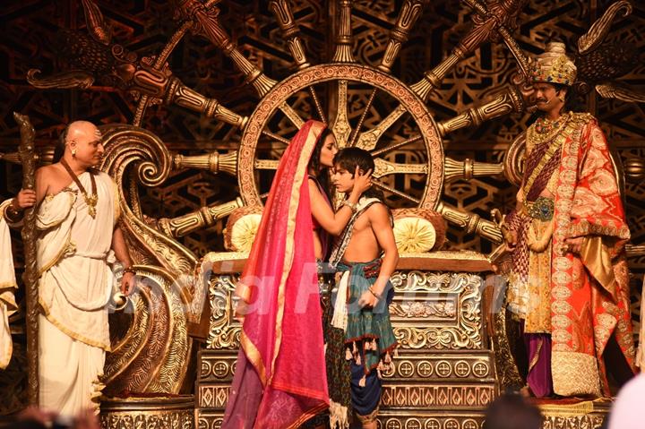 The cast enacts a scene during the Launch of Chakravartin Ashoka Samrat