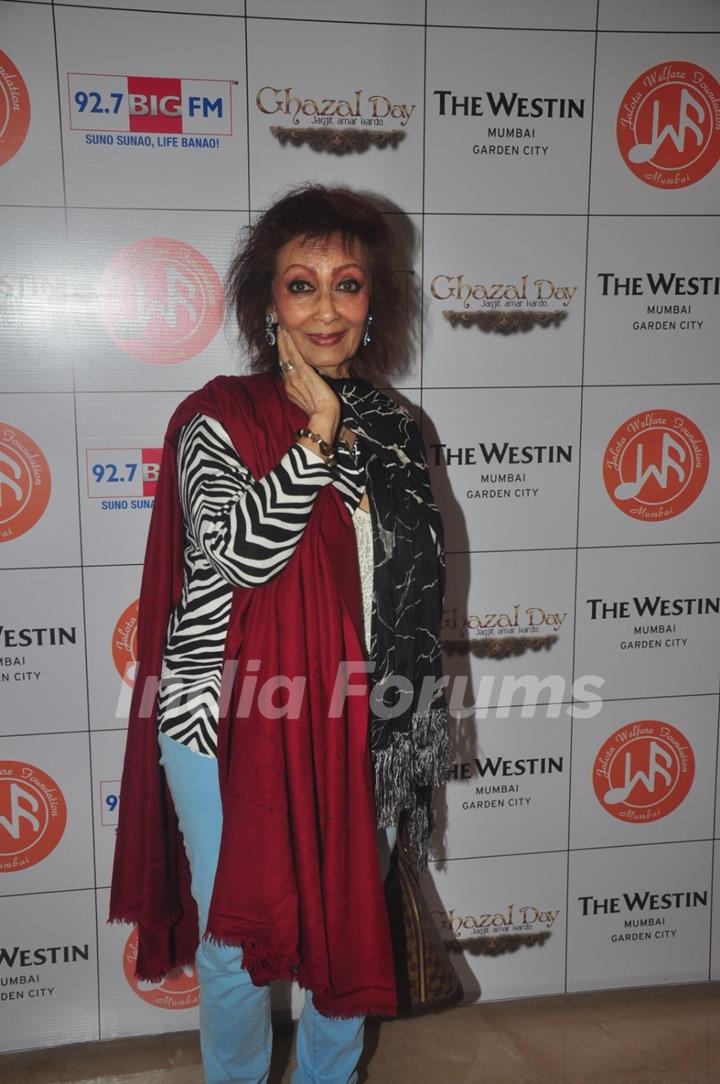 Chitra Singh poses for the media at Jagjit Singh's Birth Anniversary Concert