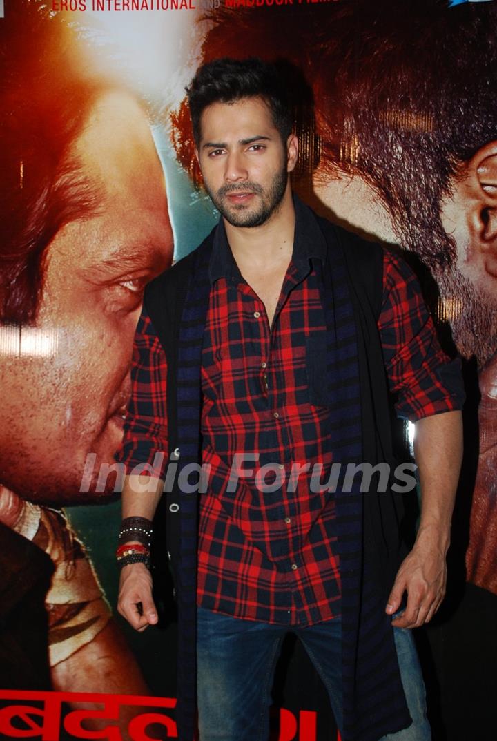 Varun Dhawan poses for the media at the Promotions of Badlapur on CID