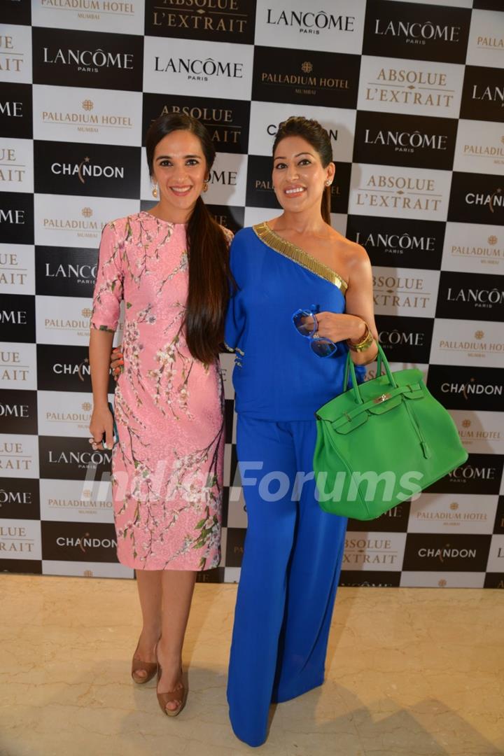 Tara Sharma poses with a friend at Lancome Promotional Event