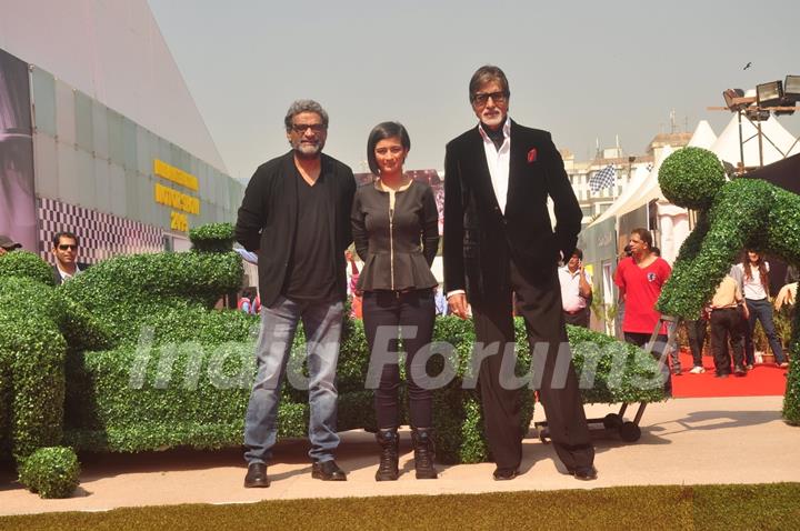 Team of Shamitabh poses for the media during the Promotions at Mumbai International Motor Show 2015