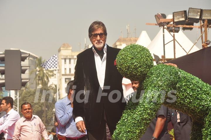 Amitabh Bachchan poses at the Promotions of Shamitabh at Mumbai International Motor Show 2015