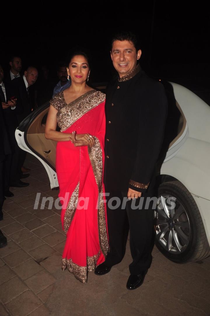 Madhuri Dixit Nene poses with Husband at Hinduja Bash