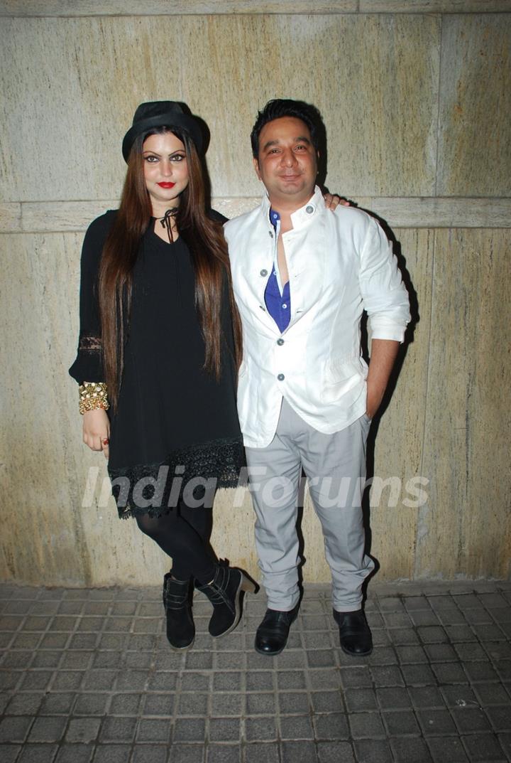Ahmed Khan poses with wife Shaira Khan at their Marriage Anniversary Bash