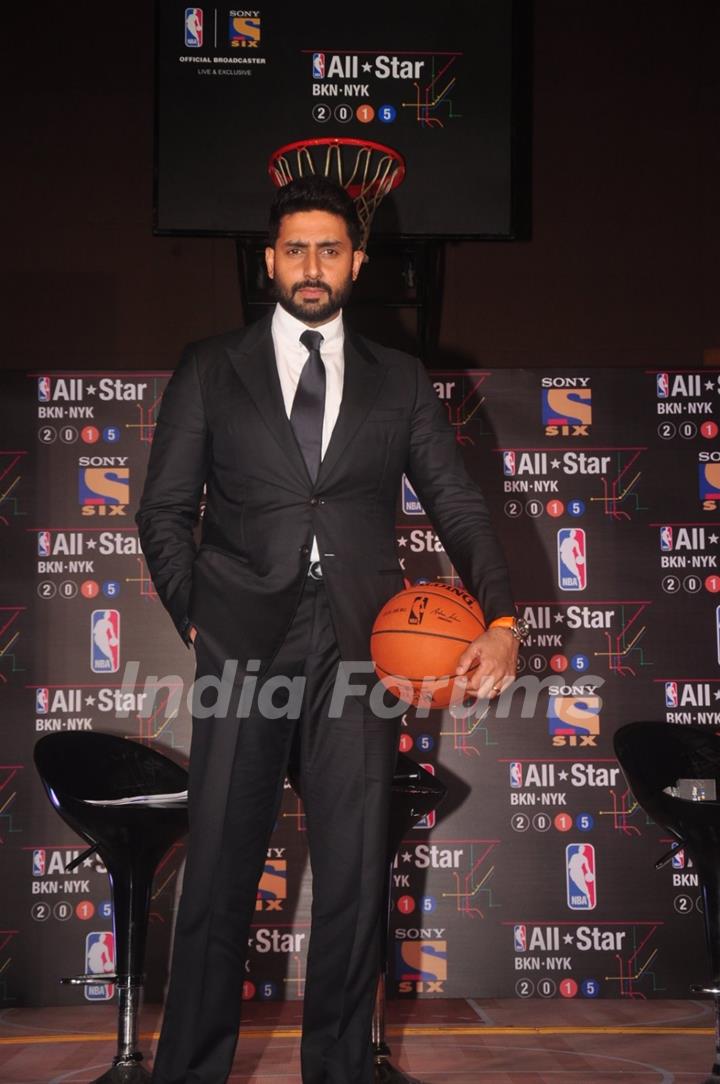 Abhishek Bachchan poses for the media at NBA All - Star 2015 Meet