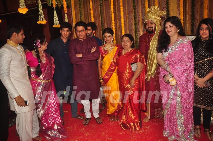 Raj Thackeray poses with the Wedding Couple Rahul and Aditi Thackeray