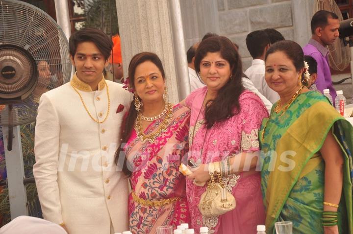 Smita Thackarey and Sharmila Thackeray pose for the media at Rahul Thackeray's Wedding Ceremony