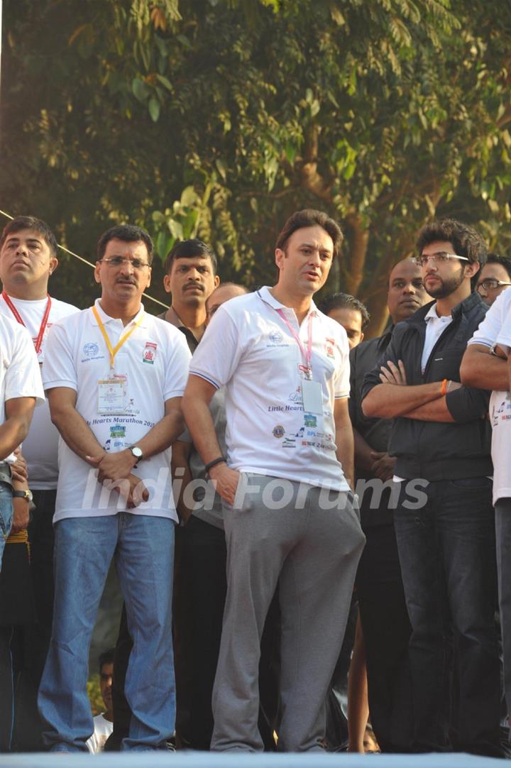 Aditya Thackeray and Ness Wadia were snapped at Little Hearts Marathon 2015