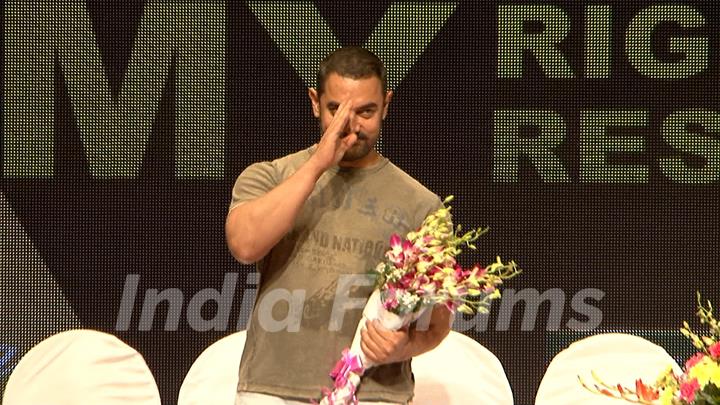 Aamir Khan greets the audience at YFG Event