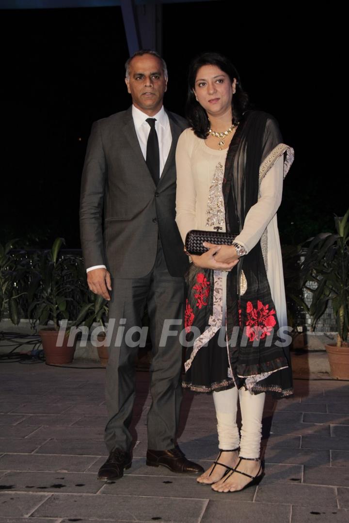 Priya Dutt with her husband at Smita Thackerey's Son's Wedding Reception