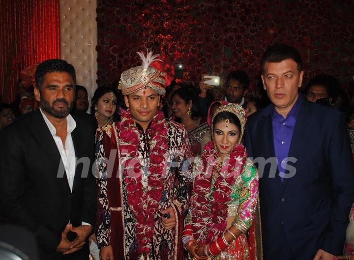 Suniel Shetty and Aditya Pancholi at Producer Krishna Choudhary's Daughter's Wedding