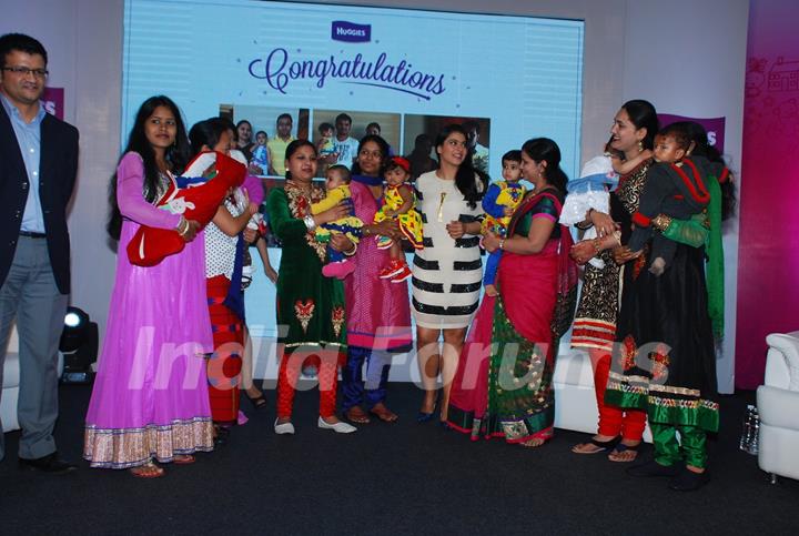 Kajol poses with guests at Huggies Event