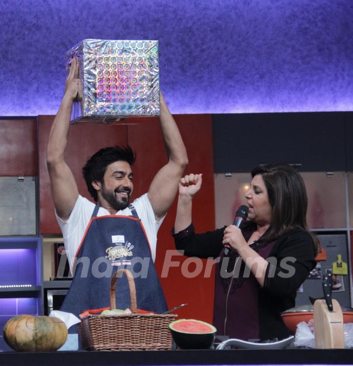 Ashish Chowdhry was snapped with Farah Khan at the Launch of Farah Ki Daawat