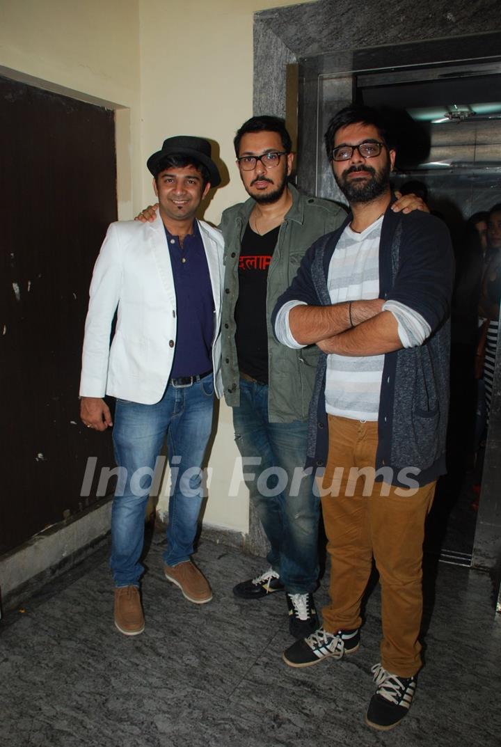 Dinesh Vijan and Rohit Dhawan pose for the media at the Special Screening of Badlapur