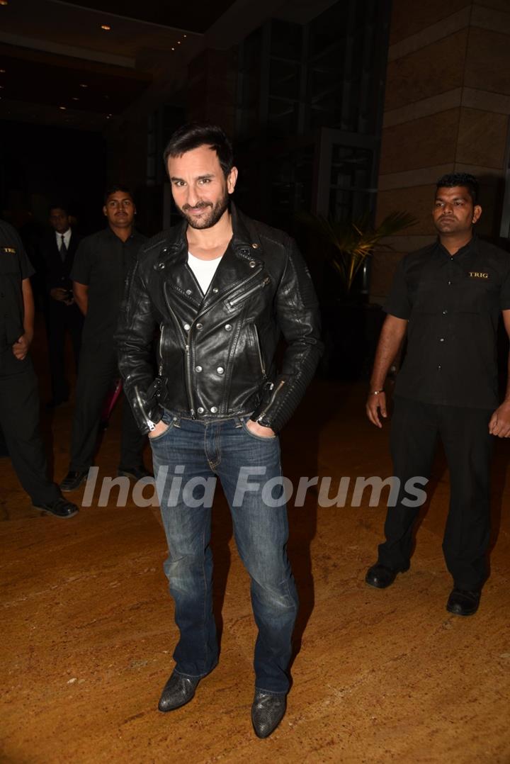 Saif Ali Khan poses for the media at Spunk Footwear Show